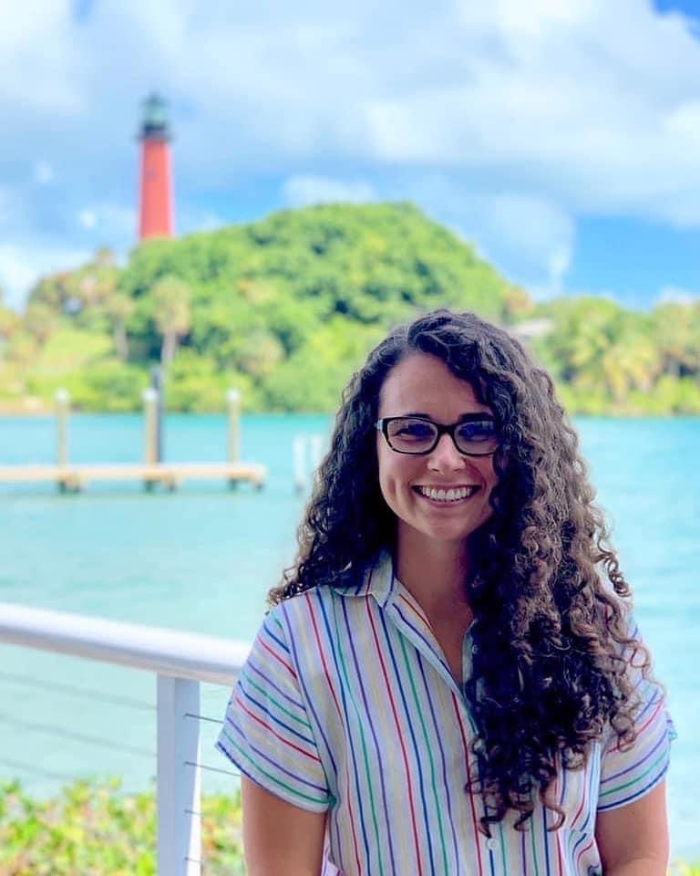 Maria Tritico in front of Jupiter Lighthouse