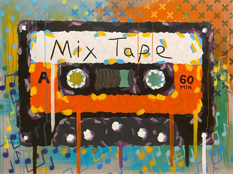 Cassette tape painting